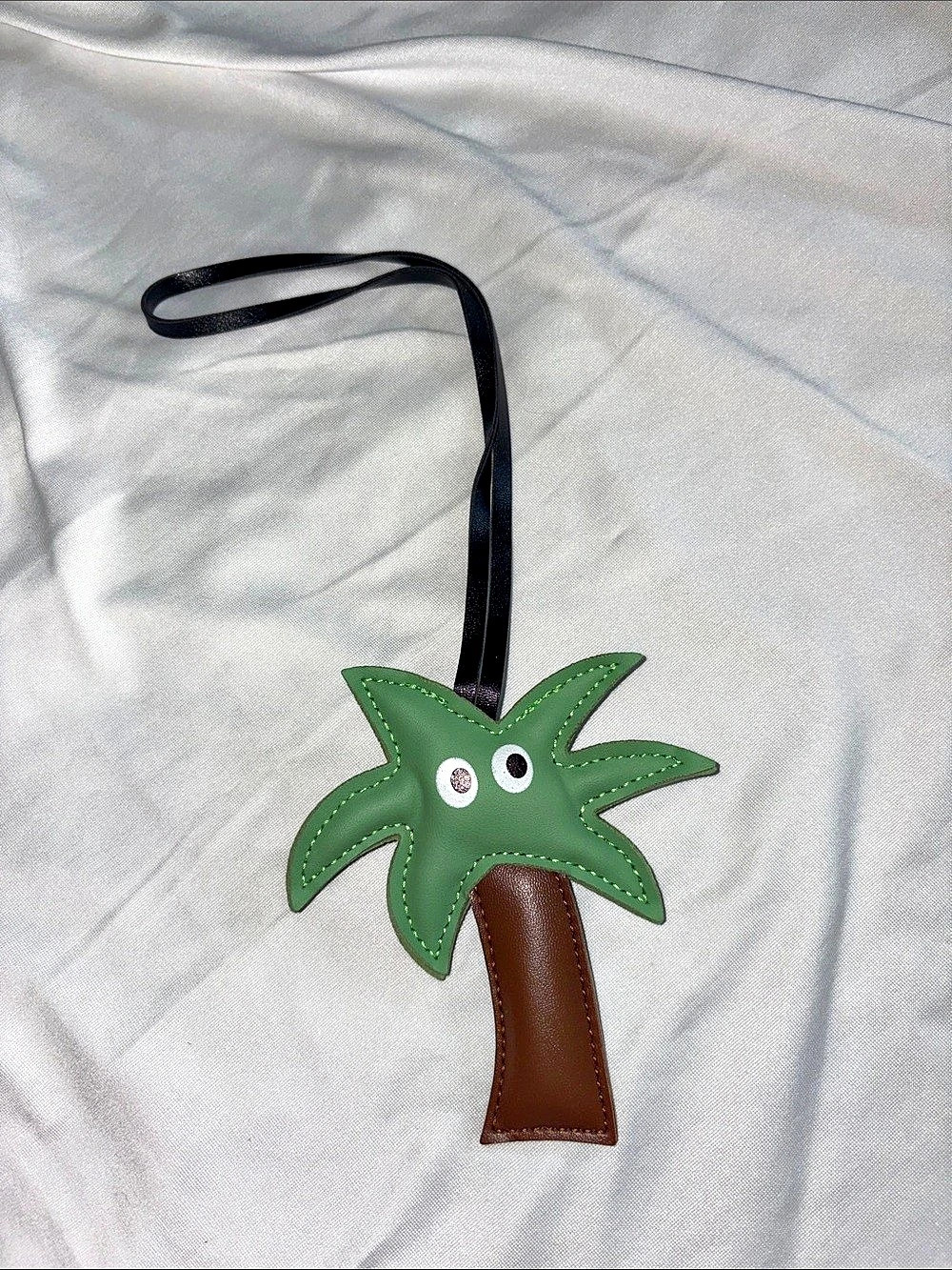 Palm Tree Faux Leather Charm in Green & Brown